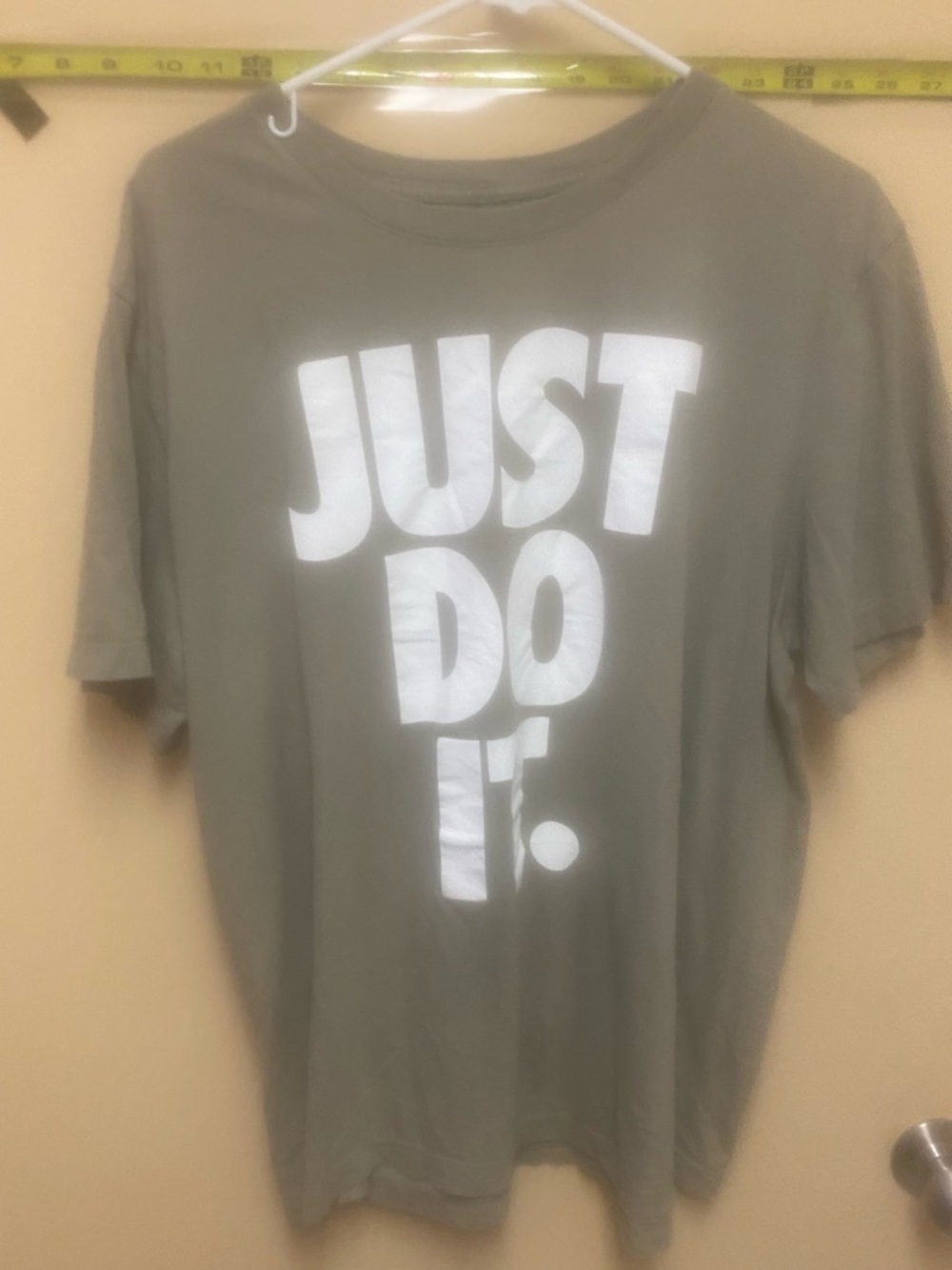Nike Olive Short Sleeve Tee with White "Just Do It" Graphic